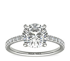 French Pavé Diamond Engagement Ring in Platinum (1/4 ct. tw.)
